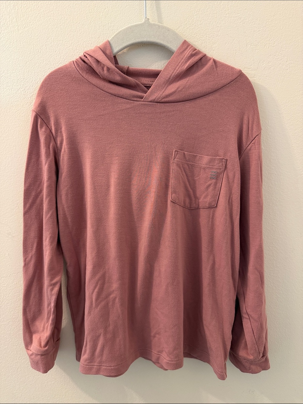 Free Fly Apparel Dusty Rose Kids Hooded Long Sleeve Pocket Tee